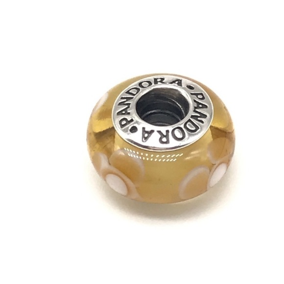 Pandora Sterling Silver Retired Yellow Flowers For You Murano Glass Bead Charm - Picture 3 of 5